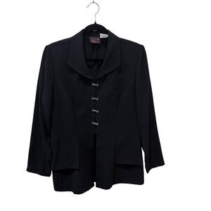 Miss Scarlett Vintage Black Hook and Eye Blazer Jacket Womens Sz Dark Academia